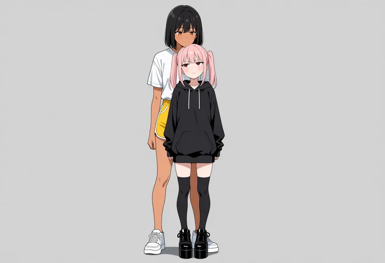 頭の上にあごを乗せるの2人ポーズのAIイラスト作例